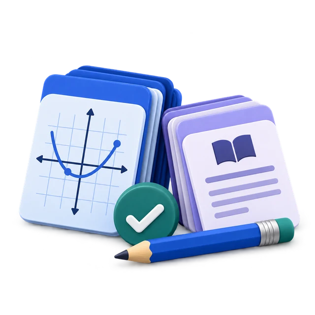 Math and Reading practice cards with a pencil